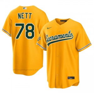Men Braden Nett #78 Gold Athletics Authentic Stitch Baseball Jersey 58by7158
