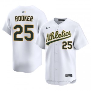 Men Brent Rooker #25 White A's Game Embroidery Baseball Jersey 827l3F64