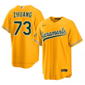 Chen Zhuang #73 Gold Athletics Men Pro-Grade Sewn Baseball Jersey 861J2196