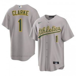 Men Denzel Clarke #1 Gray Athletics Authentic Stitch Baseball Jersey 5W4k6180