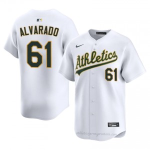 Men Elvis Alvarado #61 White A's Game Embroidery Baseball Jersey 7dgFE291