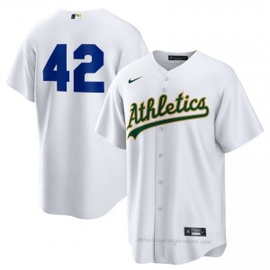 Men Jackie Robinson Day #42 White Athletics Authentic Stitch Baseball Jersey 7Dj03166