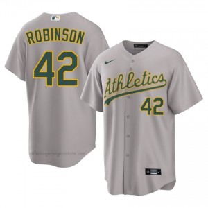 Jackie Robinson #42 Gray Athletics Men Pro-Grade Sewn Baseball Jersey by1b6461