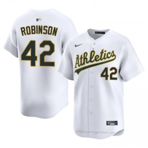 A's #42 Jackie Robinson White Men Premium Embroidery Baseball Jersey G2jn8U19