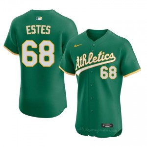 #68 Joey Estes Green Athletics Men Official Sewn Baseball Jersey 60c5Cl86