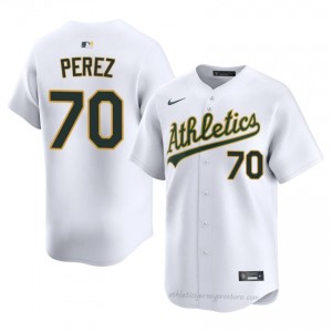 A's #70 Junior Perez White Men Premium Embroidery Baseball Jersey x4WRtB90