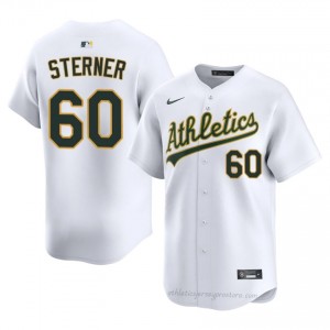 Justin Sterner #60 White A's Men Limited Embroidery Baseball Jersey 0h7l4O99