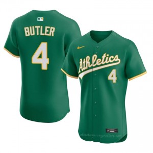 #4 Lawrence Butler Green Athletics Men Official Sewn Baseball Jersey 82BCG617