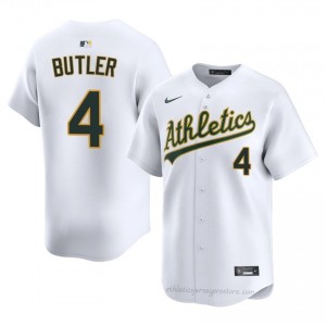 Men Lawrence Butler #4 White A's Game Embroidery Baseball Jersey 4pI27587