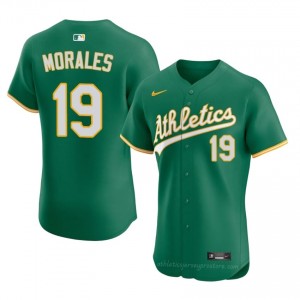 Luis Morales #19 Green Athletics Men Pro-Grade Sewn Baseball Jersey F0BQBe11