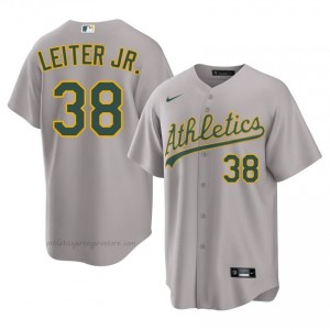 #38 Mark Leiter Jr. Gray Athletics Men Official Sewn Baseball Jersey RI88aS29