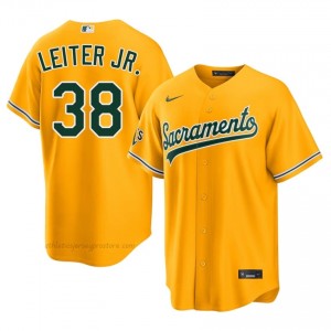 Athletics #38 Mark Leiter Jr. Gold Men Player Stitch Baseball Jersey 553SR570