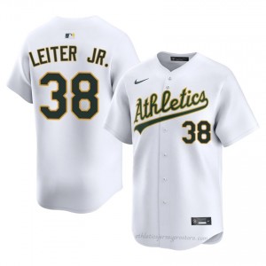 Men Mark Leiter Jr. #38 White A's Game Embroidery Baseball Jersey 21334785