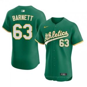 Athletics #63 Mason Barnett Green Men Player Stitch Baseball Jersey V26tpa43