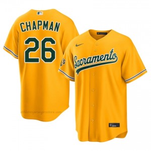 Men Matt Chapman #26 Gold Athletics Authentic Stitch Baseball Jersey B584ef12