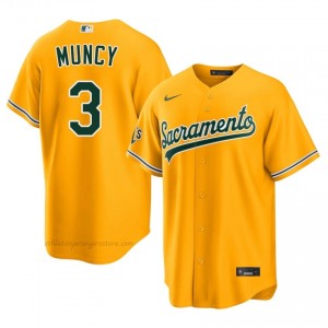 Athletics #3 Max Muncy Gold Men Player Stitch Baseball Jersey 4IsRCF22