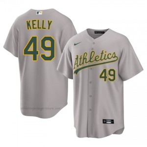 Michael Kelly #49 Gray Athletics Men Pro-Grade Sewn Baseball Jersey TE4qH543