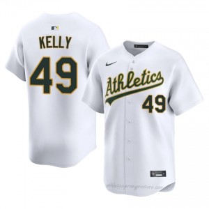 A's #49 Michael Kelly White Men Premium Embroidery Baseball Jersey d88Dmt39