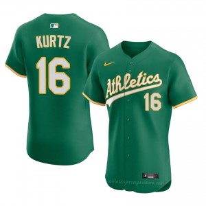 Men Nick Kurtz #16 Green Athletics Authentic Stitch Baseball Jersey 46S5R334