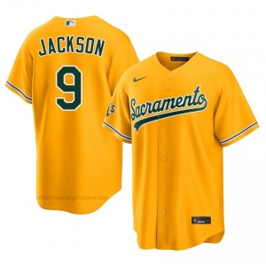 Athletics #9 Reggie Jackson Gold Men Player Stitch Baseball Jersey 63KiG127