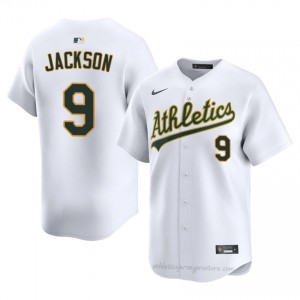 Men Reggie Jackson #9 White A's Game Embroidery Baseball Jersey rIe61222