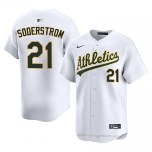 #21 Tyler Soderstrom White A's Men Gameday Embroidery Baseball Jersey uk6U4426