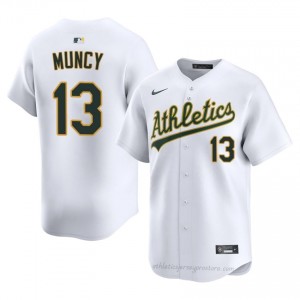 Men Max Muncy #13 White A's Game Embroidery Baseball Jersey En837272