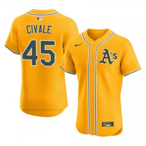 ATH #45 Aaron Civale Gold Men Replica Stitched Baseball Jersey 0KLbM292