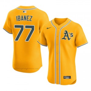 Andy Ibanez #77 Gold ATH Men MLB Stitched Baseball Jersey BSY48895