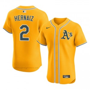 Darell Hernaiz #2 Gold ATH Men MLB Stitched Baseball Jersey g8F44L34