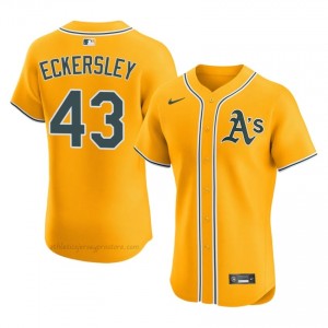 #43 Dennis Eckersley Gold ATH Men Classic Stitched Baseball Jersey M4I8Ns89