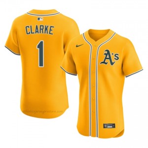 ATH #1 Denzel Clarke Gold Men Replica Stitched Baseball Jersey FY0QtY85