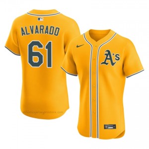 Elvis Alvarado #61 Gold ATH Men MLB Stitched Baseball Jersey 1032X124