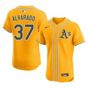 Elvis Alvarado #37 Gold ATH Men MLB Stitched Baseball Jersey 20Y5Og39