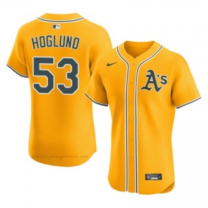 #53 Gunnar Hoglund Gold ATH Men Classic Stitched Baseball Jersey m7ef1I22