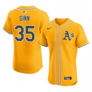 J.T. Ginn #35 Gold ATH Men MLB Stitched Baseball Jersey o3r05549