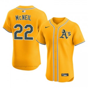 #22 Jeff McNeil Gold ATH Men Classic Stitched Baseball Jersey 4g265273