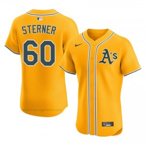 ATH #60 Justin Sterner Gold Men Replica Stitched Baseball Jersey fC485086