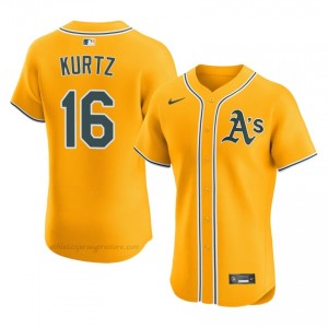 ATH #16 Nick Kurtz Gold Men Replica Stitched Baseball Jersey t6ORU414