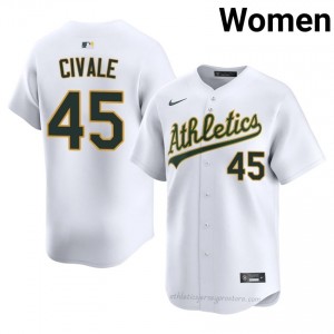 Aaron Civale #45 White ATH Women MLB Stitched Baseball Jersey WVr56w12