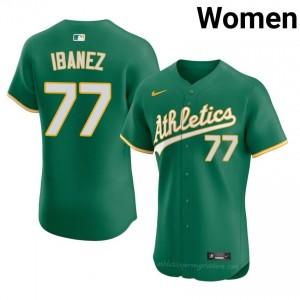 #77 Andy Ibanez Green A's Women Gameday Embroidery Baseball Jersey 07035R29