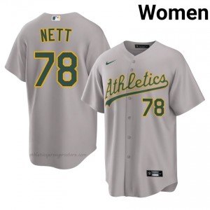 A's #78 Braden Nett Gray Women Premium Embroidery Baseball Jersey umyMX131