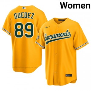 Women Breyson Guedez #89 Gold A's Game Embroidery Baseball Jersey WU26XF52