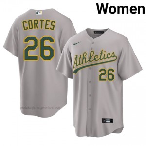 Carlos Cortes #26 Gray A's Women Limited Embroidery Baseball Jersey 46q22w11