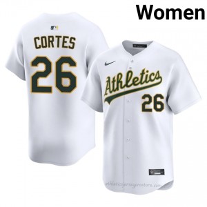 Carlos Cortes #26 White ATH Women MLB Stitched Baseball Jersey hm227y76