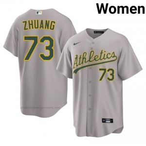 #73 Chen Zhuang Gray A's Women Gameday Embroidery Baseball Jersey s1k66558