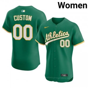 Women Custom #00 Green A's Game Embroidery Baseball Jersey 75X8l792