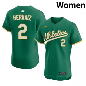 #2 Darell Hernaiz Green A's Women Gameday Embroidery Baseball Jersey 877cq186