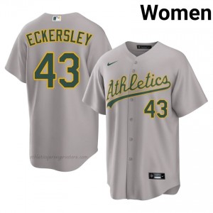 A's #43 Dennis Eckersley Gray Women Premium Embroidery Baseball Jersey C5J63q50