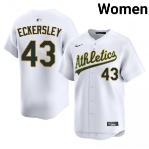 ATH #43 Dennis Eckersley White Women Replica Stitched Baseball Jersey 6B3ney43